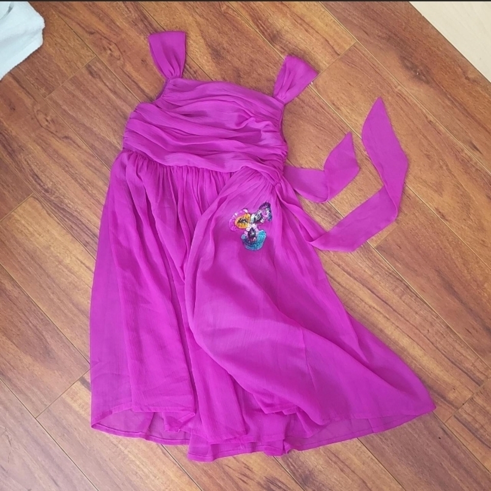 Vibrant Pink Dress with Embellished Detail